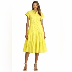 Lauren Ralph Lauren Yellow Tiered Midi Shirt Dress – Petite 2